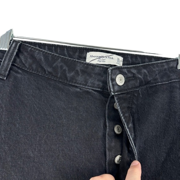 NWT Abercrombie and Fitch Black High Rise Button Fly Dad Jeans Plus Size 22 24 - Picture 8 of 14